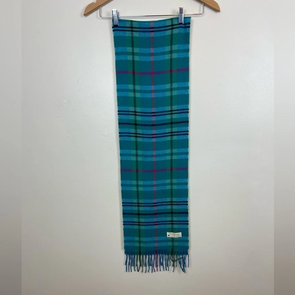Peck & Peck 100% Cashmere Fringe Blue Scarf 65X10